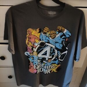Fantastic Four Crewneck Tee - Gray with Blue & Yellow Print